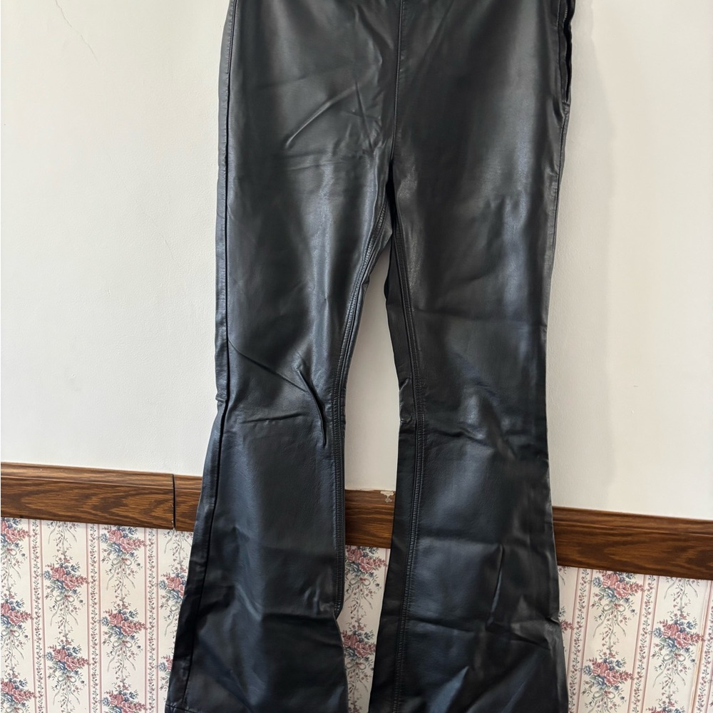 Free People Black Faux Leather High-Rise Pants